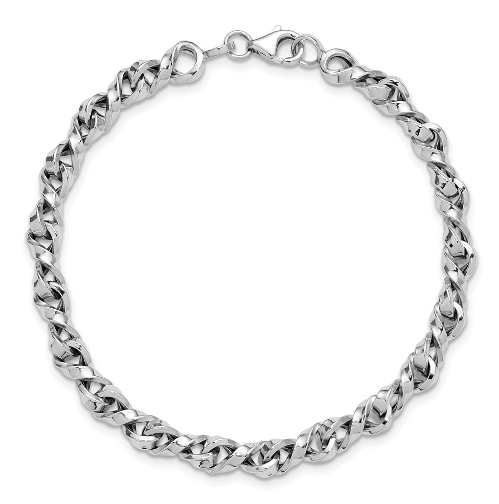 14K White Gold Fancy Twisted Link Bracelet