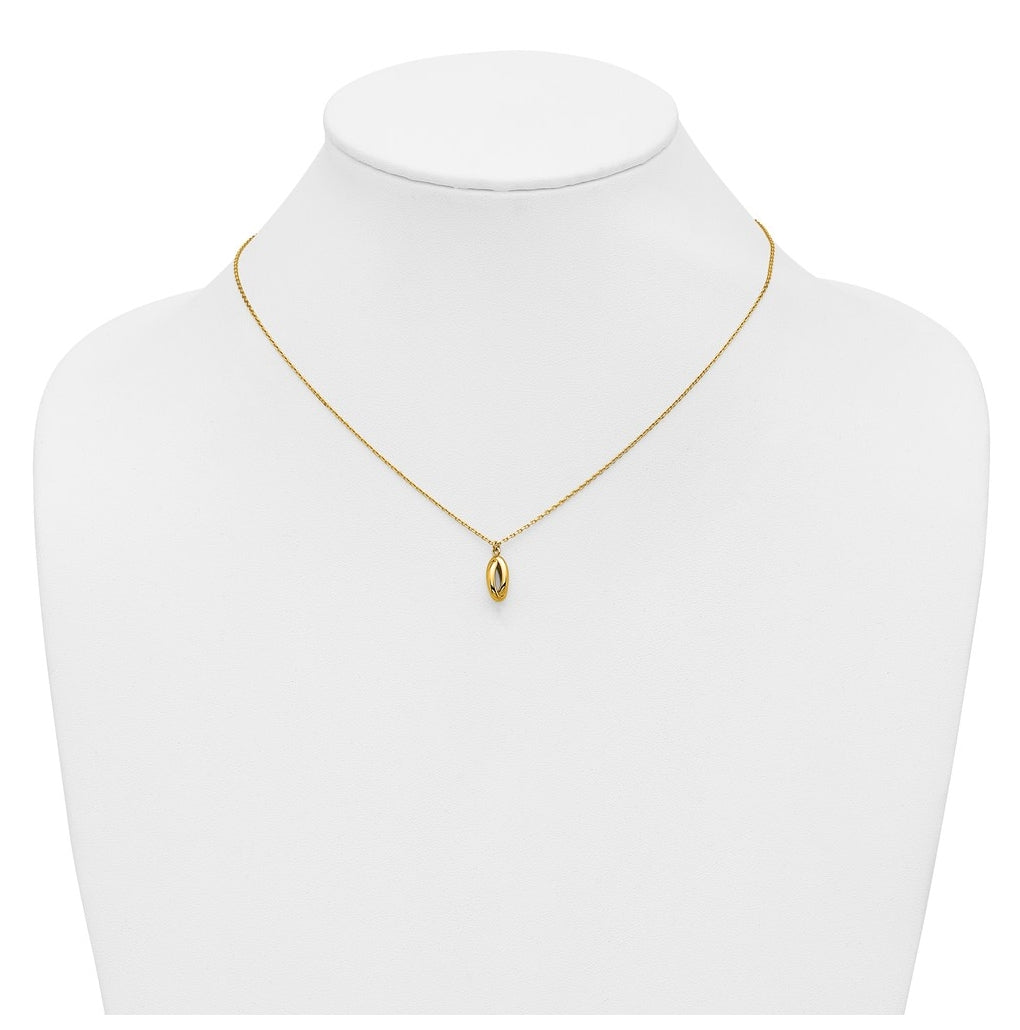14k Yellow Gold Polished Twisted Oval w/1in ext. Necklace