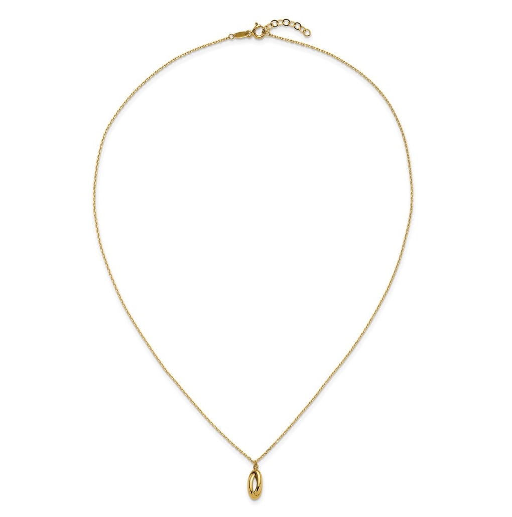 14k Yellow Gold Polished Twisted Oval w/1in ext. Necklace