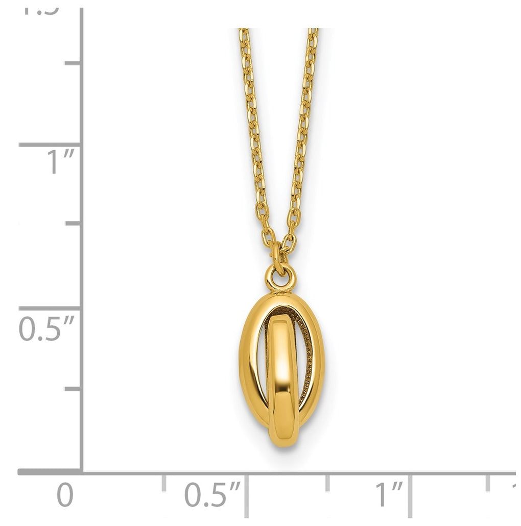 14k Yellow Gold Polished Twisted Oval w/1in ext. Necklace