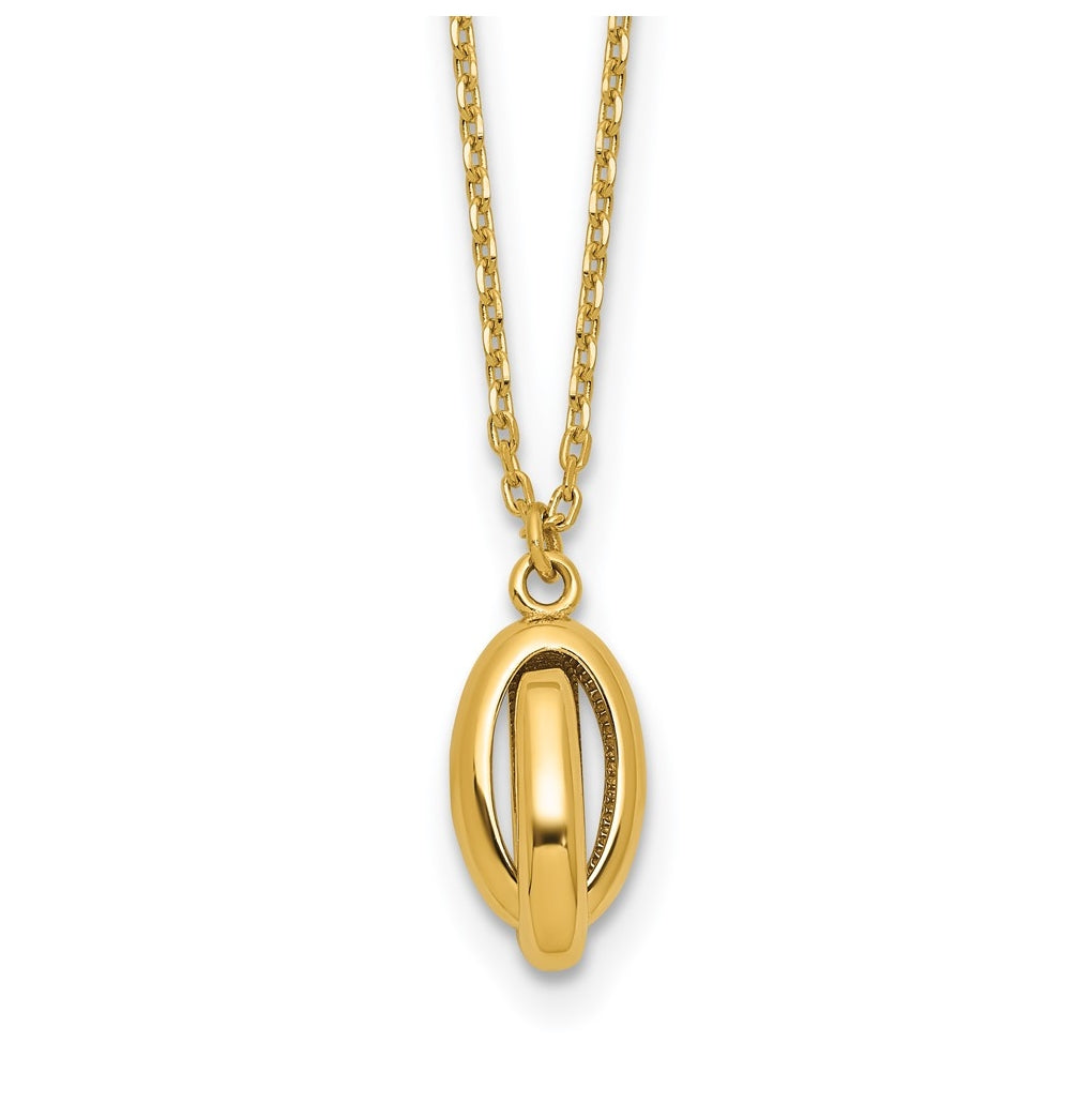 14k Yellow Gold Polished Twisted Oval w/1in ext. Necklace