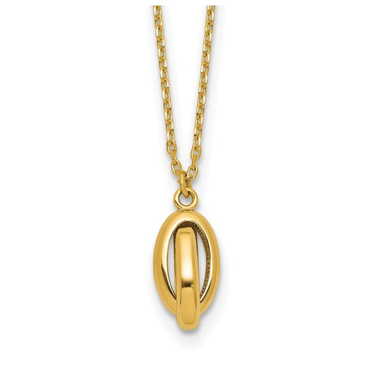 14k Yellow Gold Polished Twisted Oval w/1in ext. Necklace