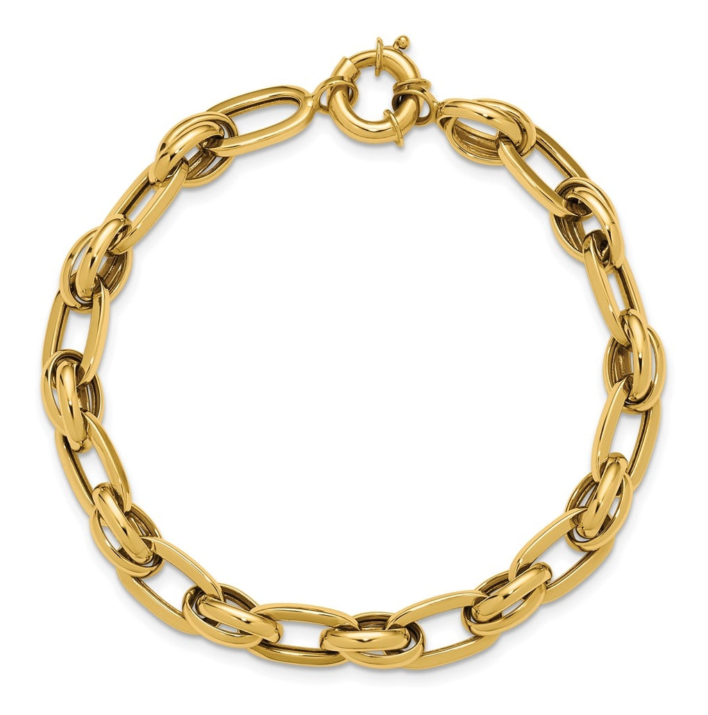 14k Yellow Gold Polished Fancy Link Bracelet