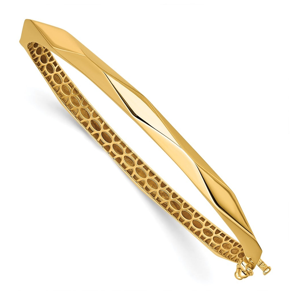 14k Yellow Gold Polished Fancy Hinged Bangle