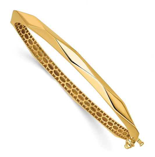 14k Yellow Gold Polished Fancy Hinged Bangle