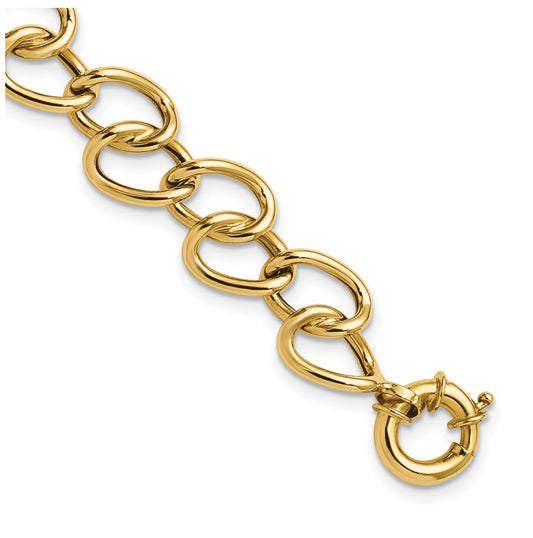14k Yellow Gold Polished Fancy Link Bracelet