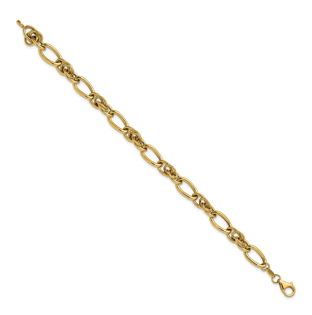 14k Yellow Gold Polished Fancy Link Bracelet