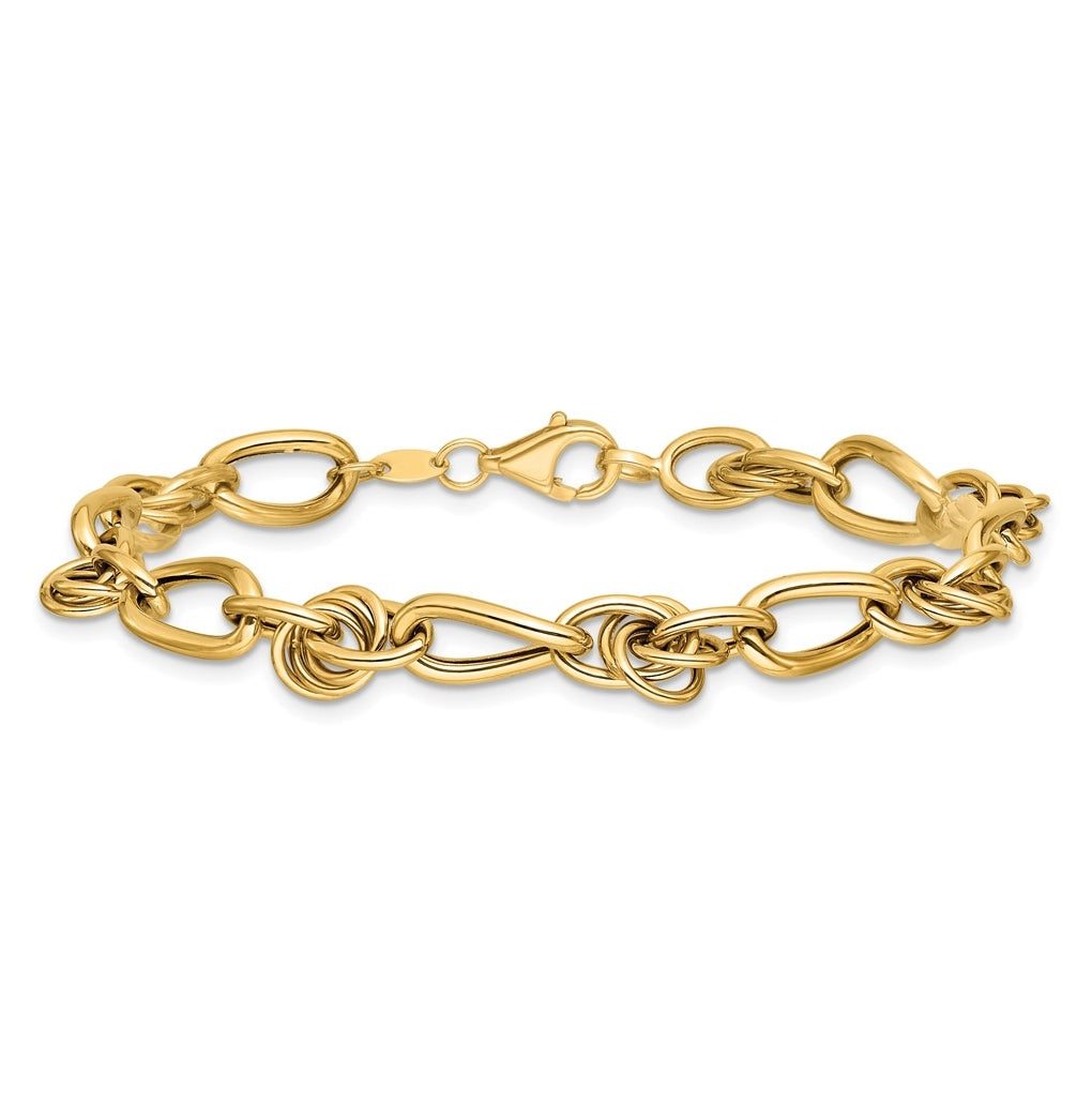 14k Yellow Gold Polished Fancy Link Bracelet