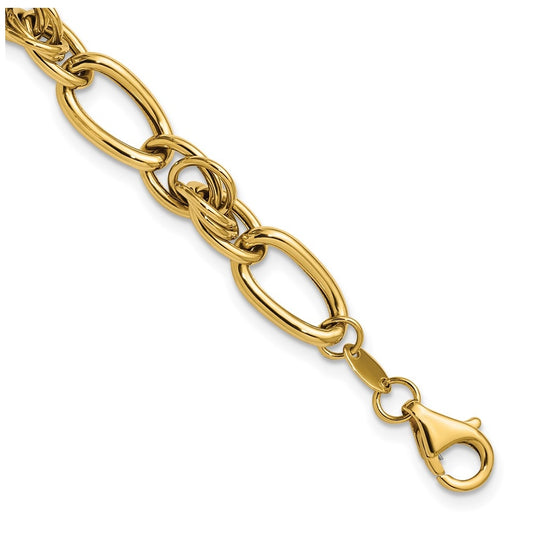 14k Yellow Gold Polished Fancy Link Bracelet