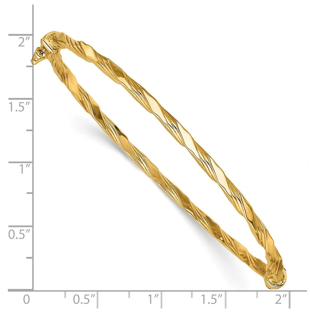 14k Yellow Gold Polished Twisted Hinged Bangle