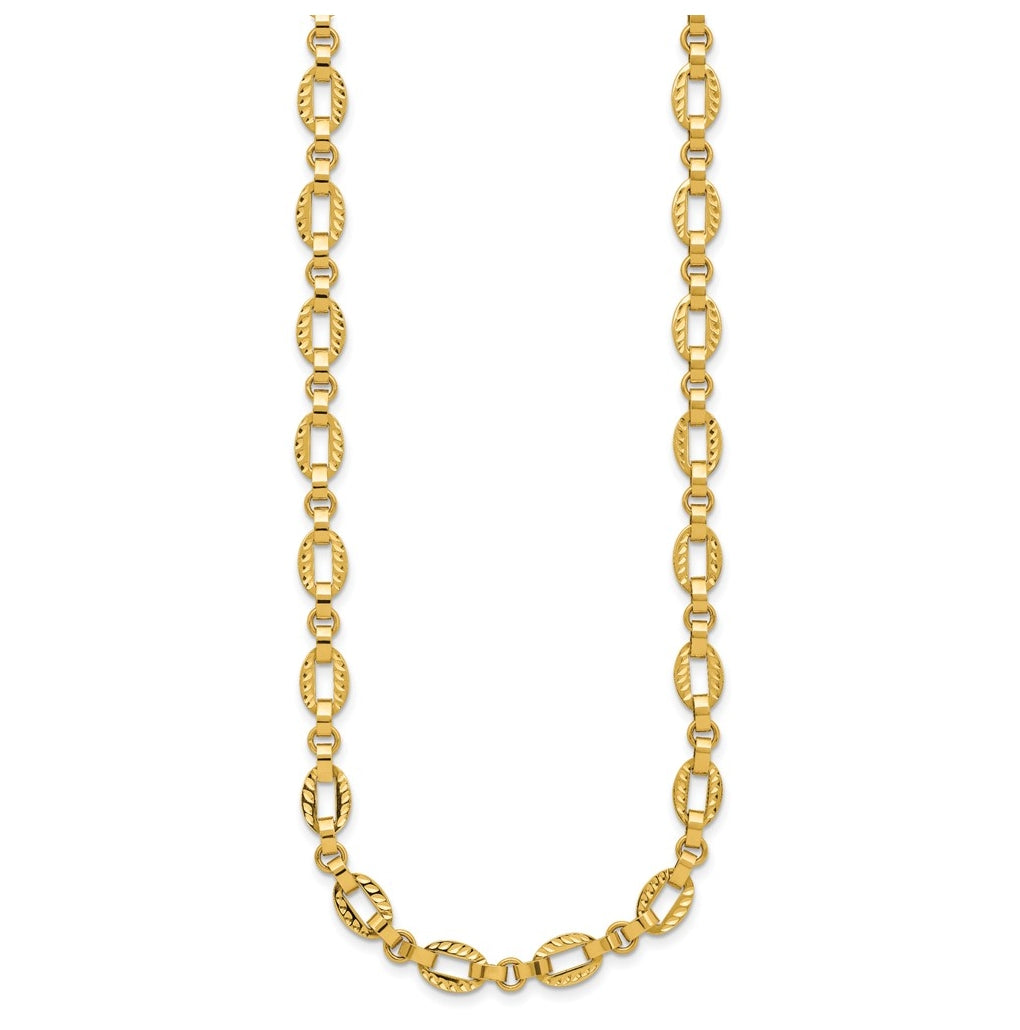 14k Yellow Gold Polished and Diamond-cut Fancy Link w/.5in Ext. Necklace