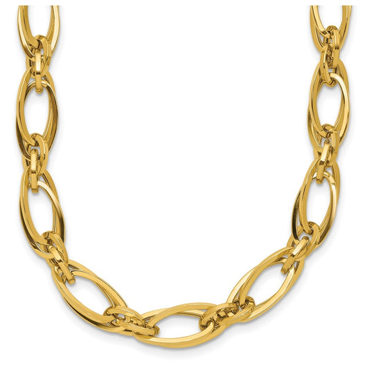 14k Yellow Gold Polished Fancy Oval Link Necklace