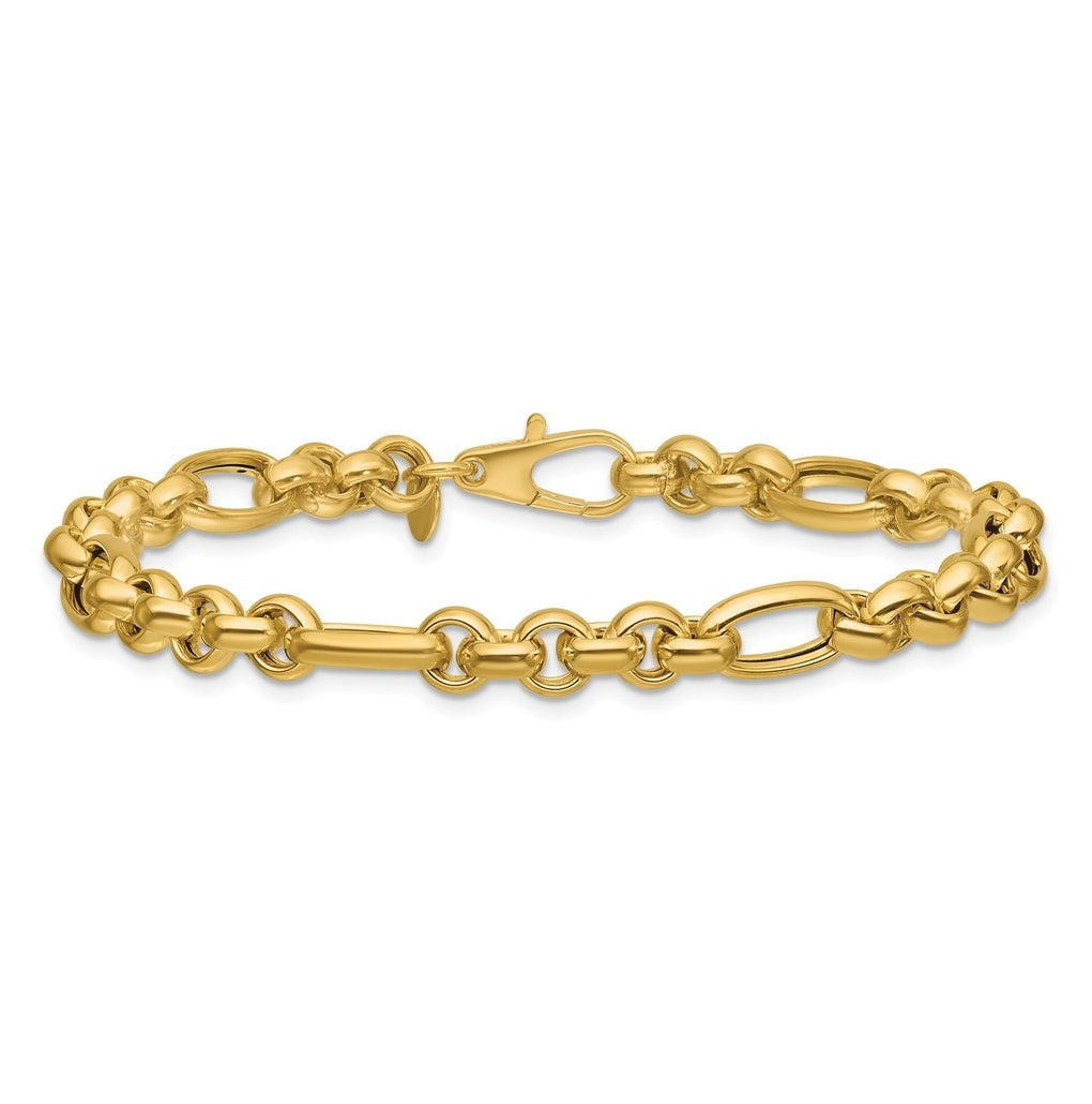 14k Yellow Gold Polished Fancy Link Bracelet
