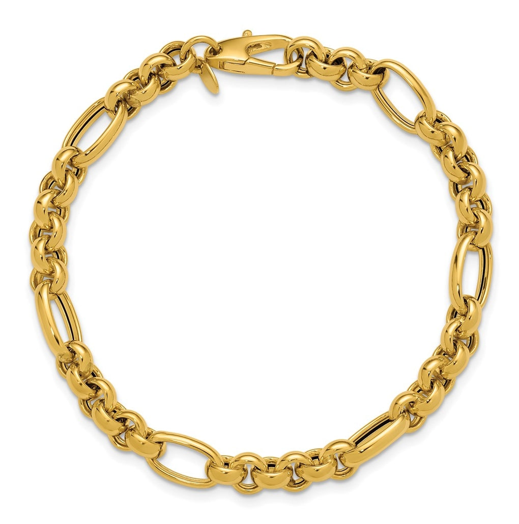 14k Yellow Gold Polished Fancy Link Bracelet