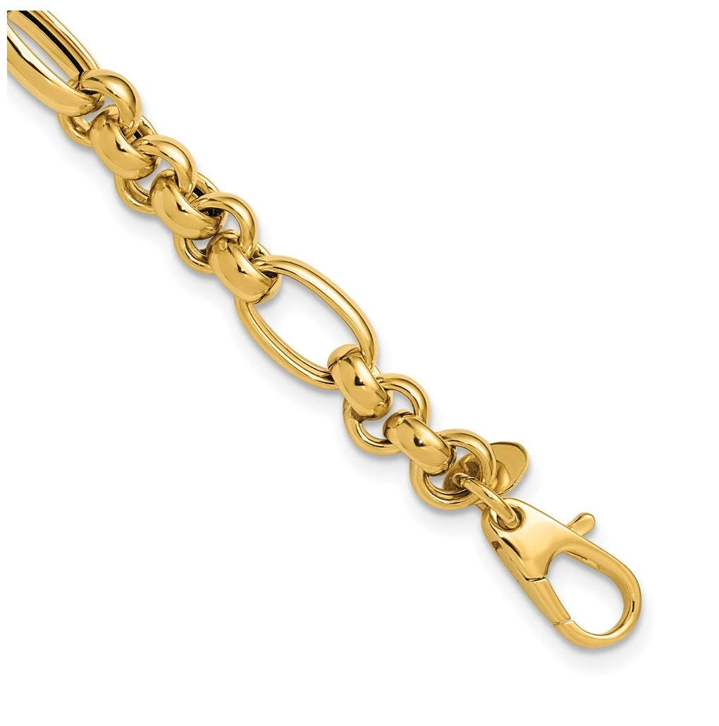 14k Yellow Gold Polished Fancy Link Bracelet
