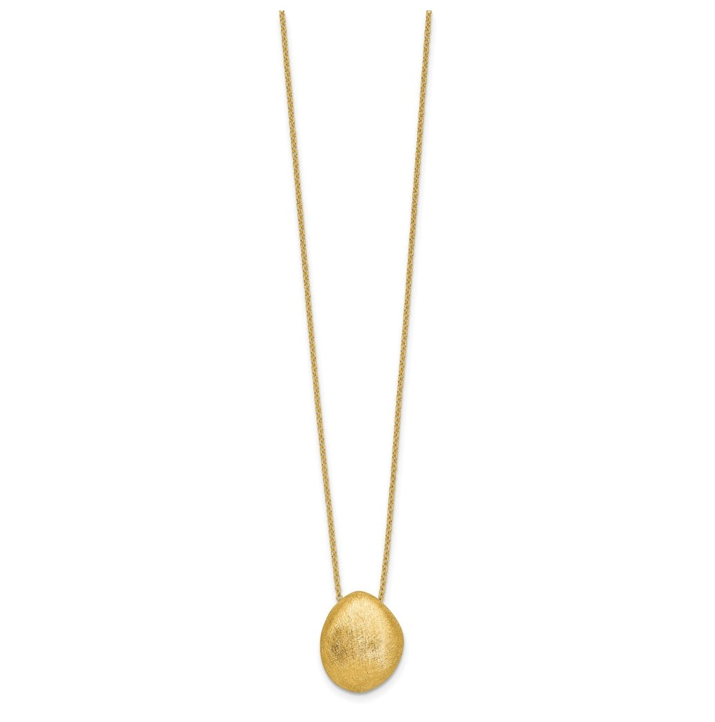 14k Yellow Gold With Scratch Finish Pendant with 2in ext. Necklace