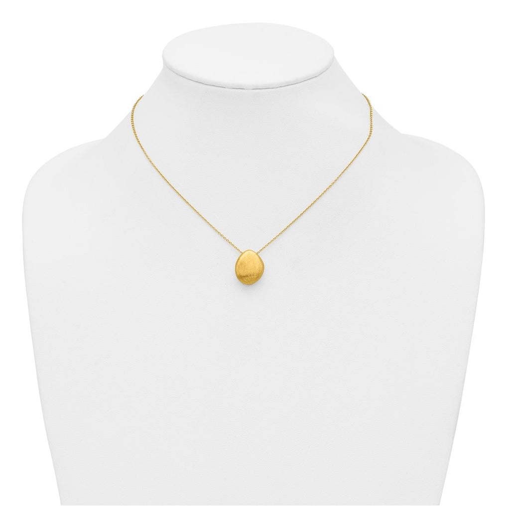 14k Yellow Gold With Scratch Finish Pendant with 2in ext. Necklace