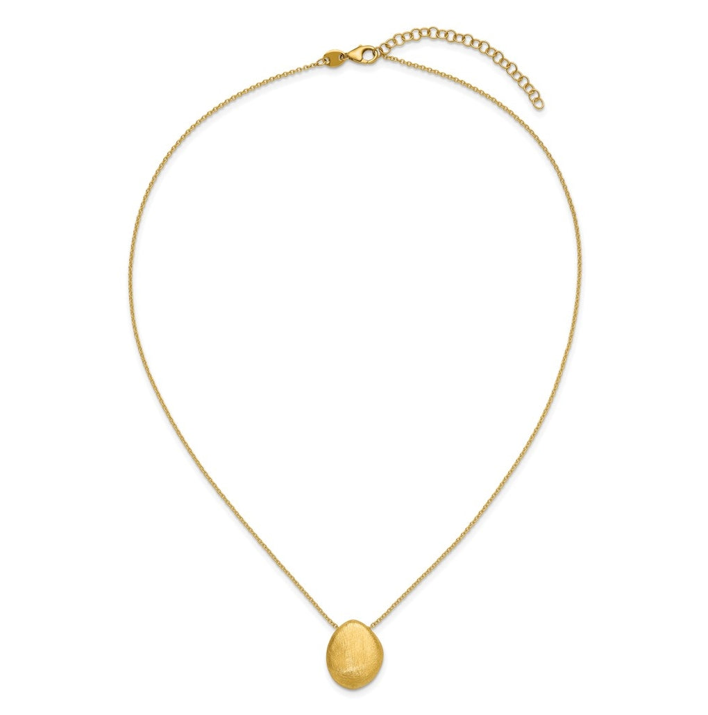 14k Yellow Gold With Scratch Finish Pendant with 2in ext. Necklace