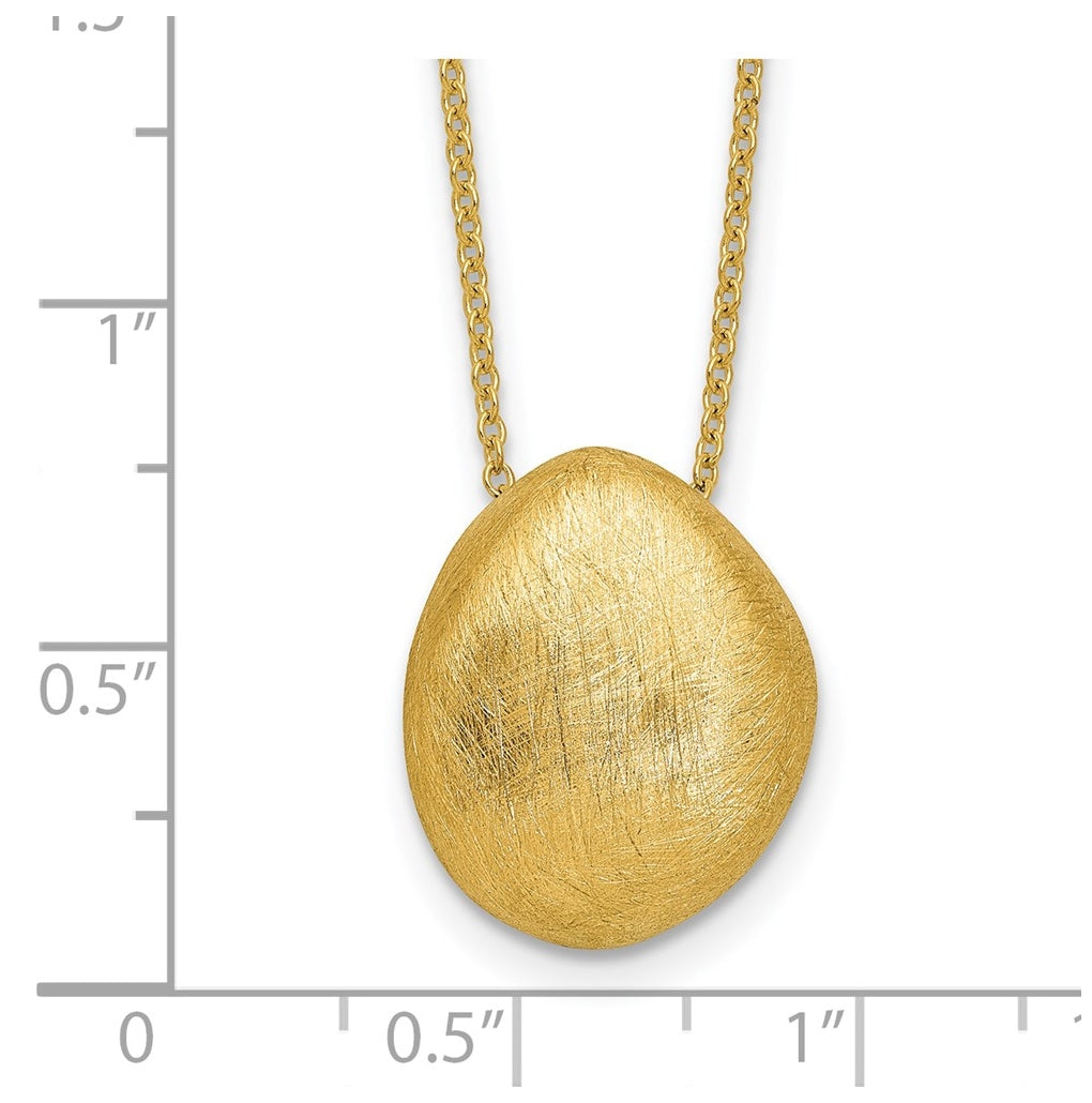 14k Yellow Gold With Scratch Finish Pendant with 2in ext. Necklace
