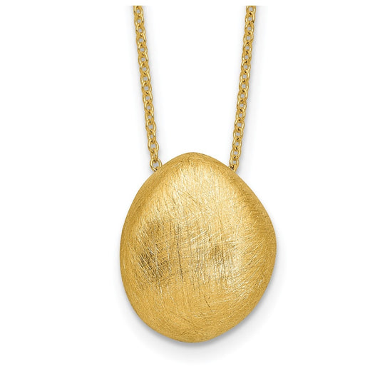 14k Yellow Gold With Scratch Finish Pendant with 2in ext. Necklace