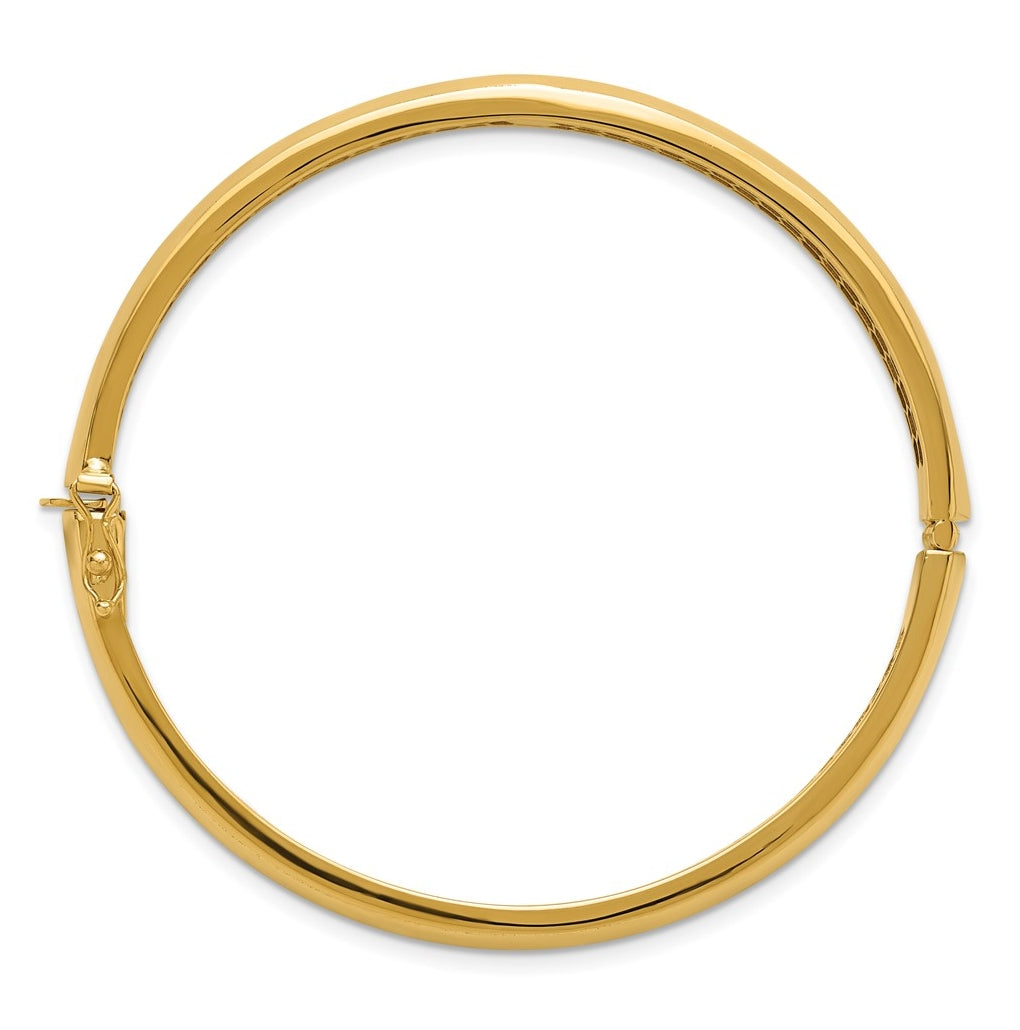 14k Yellow Gold Polished Hollow Hinged Bangle
