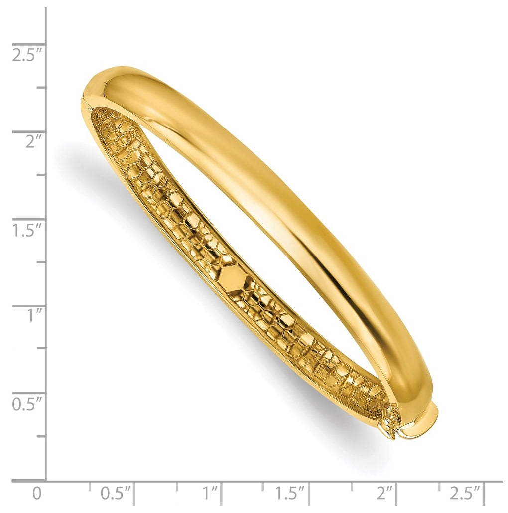 14k Yellow Gold Polished Hollow Hinged Bangle