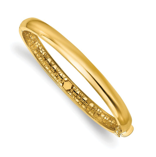 14k Yellow Gold Polished Hollow Hinged Bangle