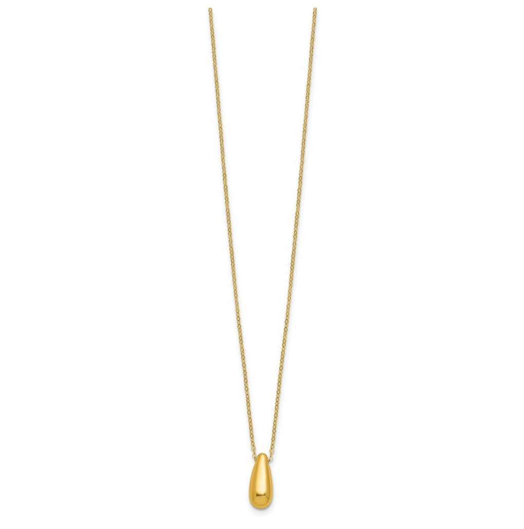 14k Yellow Gold Polished Teardrop Necklace