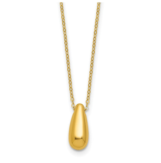 14k Yellow Gold Polished Teardrop Necklace