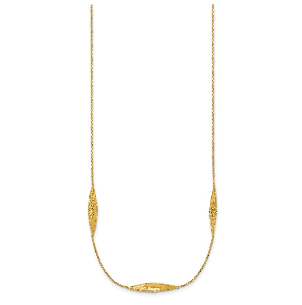 14k Yellow Gold Polished and Diamond-cut Fancy Station Necklace