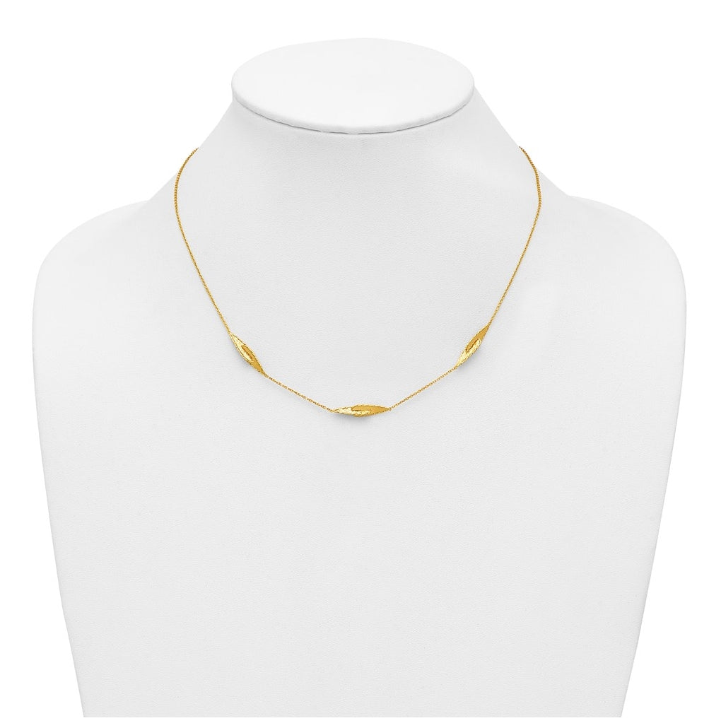 14k Yellow Gold Polished and Diamond-cut Fancy Station Necklace