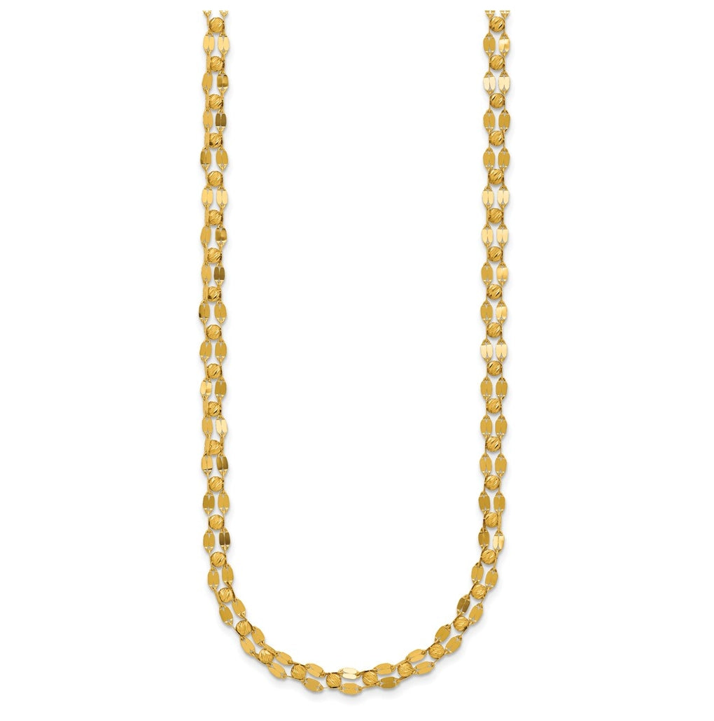 14k Yellow Gold Polished and Diamond-cut Beaded Fancy Necklace