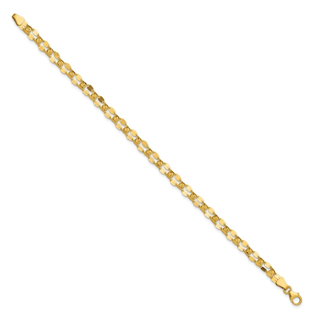 14k Yellow Gold Polished and Diamond-cut Beaded Fancy Bracelet
