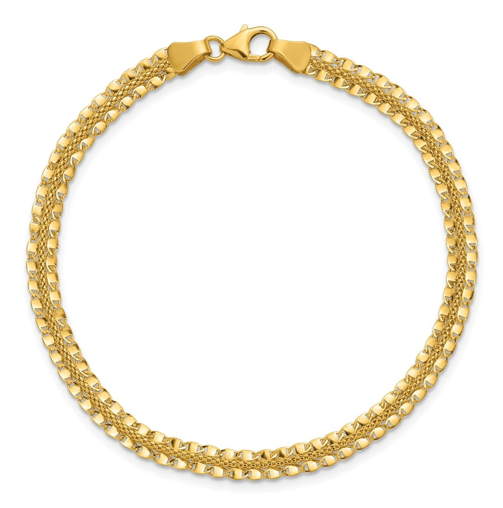 14k Yellow Gold Polished and Textured Fancy Bracelet