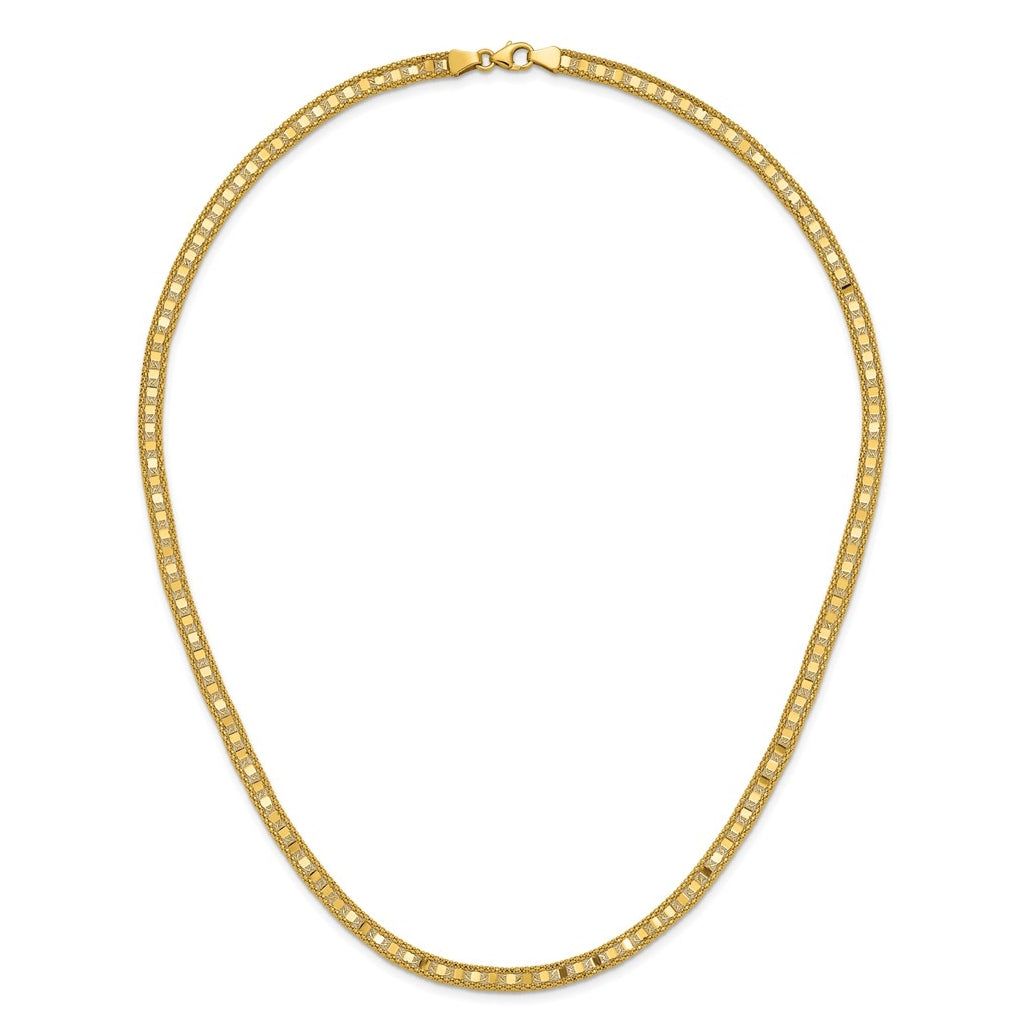 14k Yellow Gold Polished and Textured Fancy Necklace