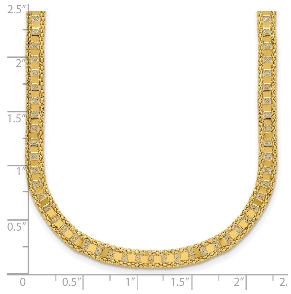 14k Yellow Gold Polished and Textured Fancy Necklace