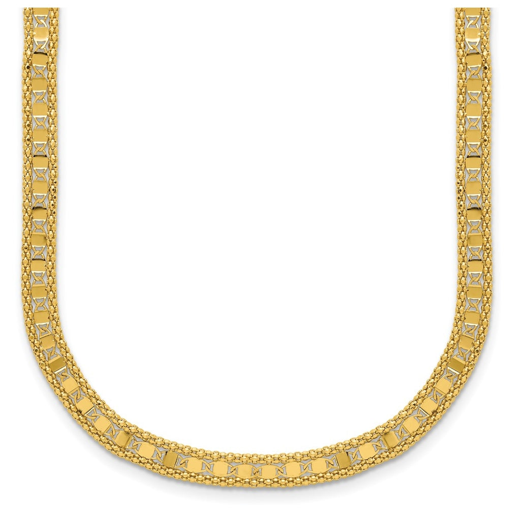 14k Yellow Gold Polished and Textured Fancy Necklace