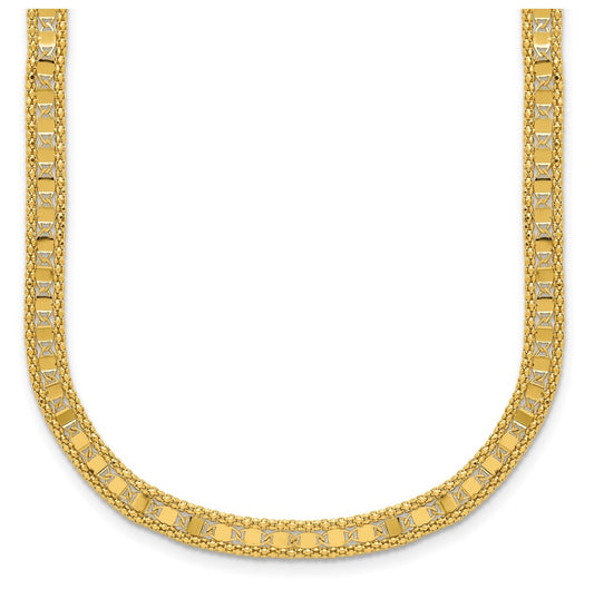 14k Yellow Gold Polished and Textured Fancy Necklace