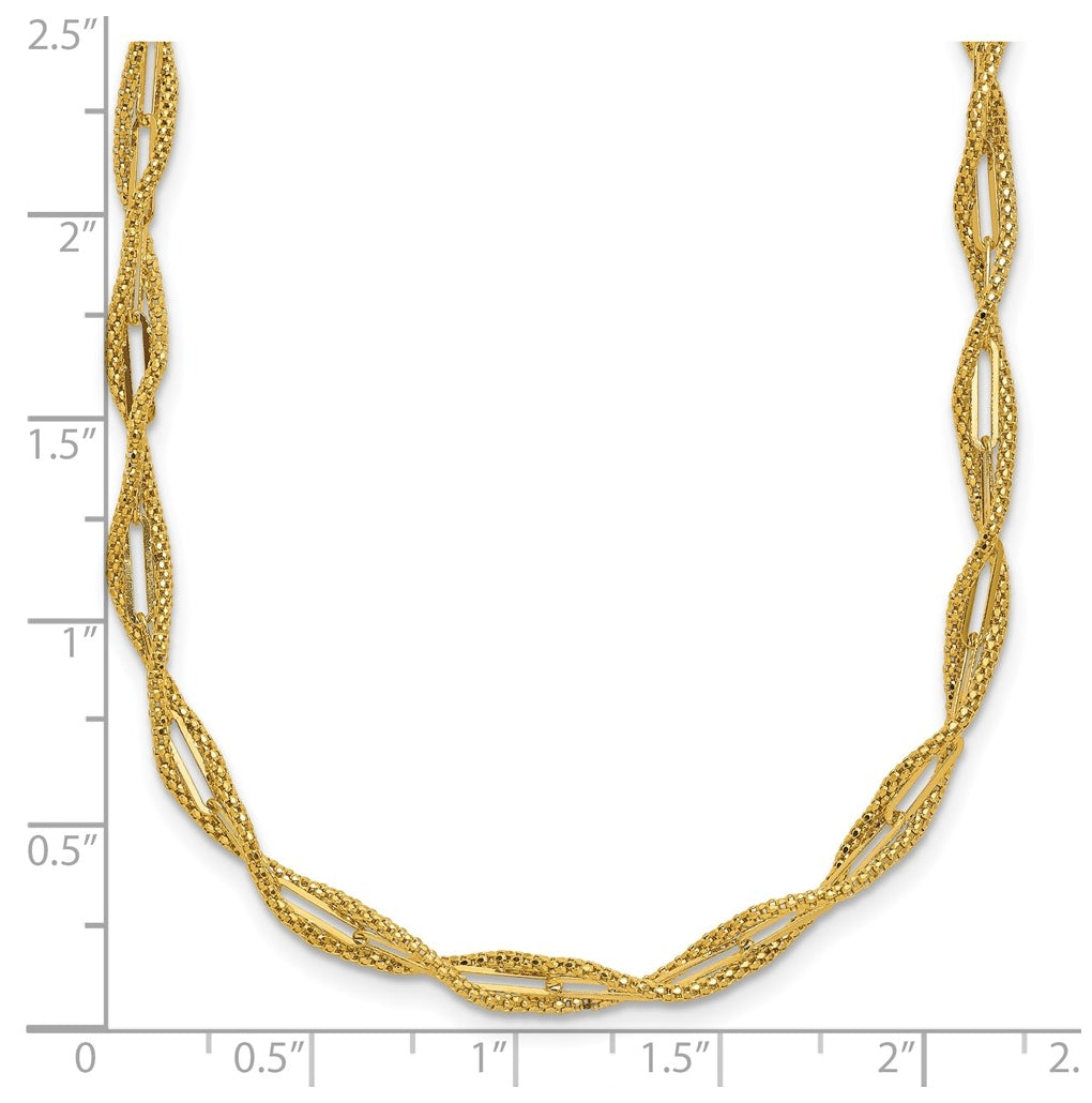 14k Yellow Gold Polished and Textured Twist Necklace