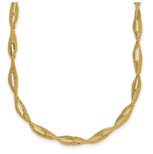 14k Yellow Gold Polished and Textured Twist Necklace