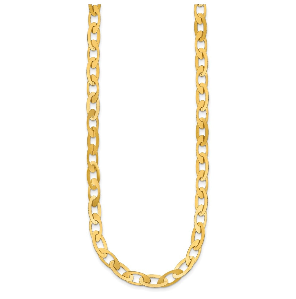 14k Yellow Gold Polished Fancy Oval Link Necklace
