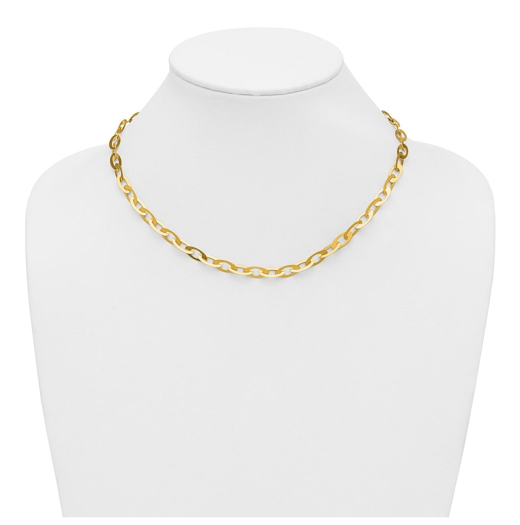 14k Yellow Gold Polished Fancy Oval Link Necklace