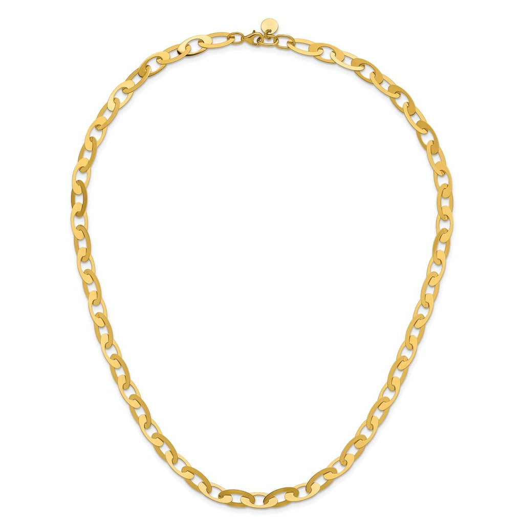 14k Yellow Gold Polished Fancy Oval Link Necklace