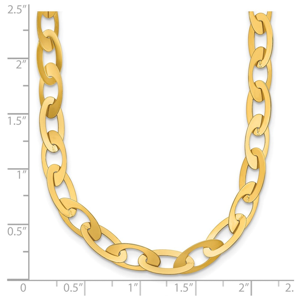 14k Yellow Gold Polished Fancy Oval Link Necklace