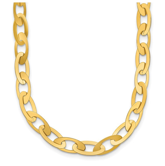 14k Yellow Gold Polished Fancy Oval Link Necklace