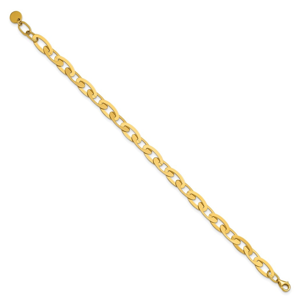 14k Yellow Gold Polished Fancy Oval Link Bracelet