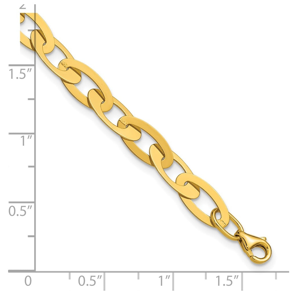 14k Yellow Gold Polished Fancy Oval Link Bracelet