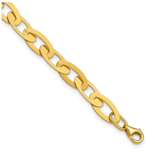 14k Yellow Gold Polished Fancy Oval Link Bracelet