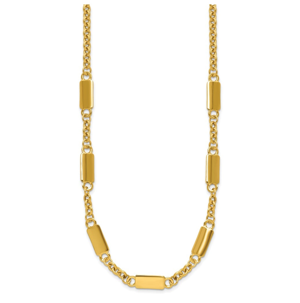 14k Yellow Gold Polished Bar Station Necklace
