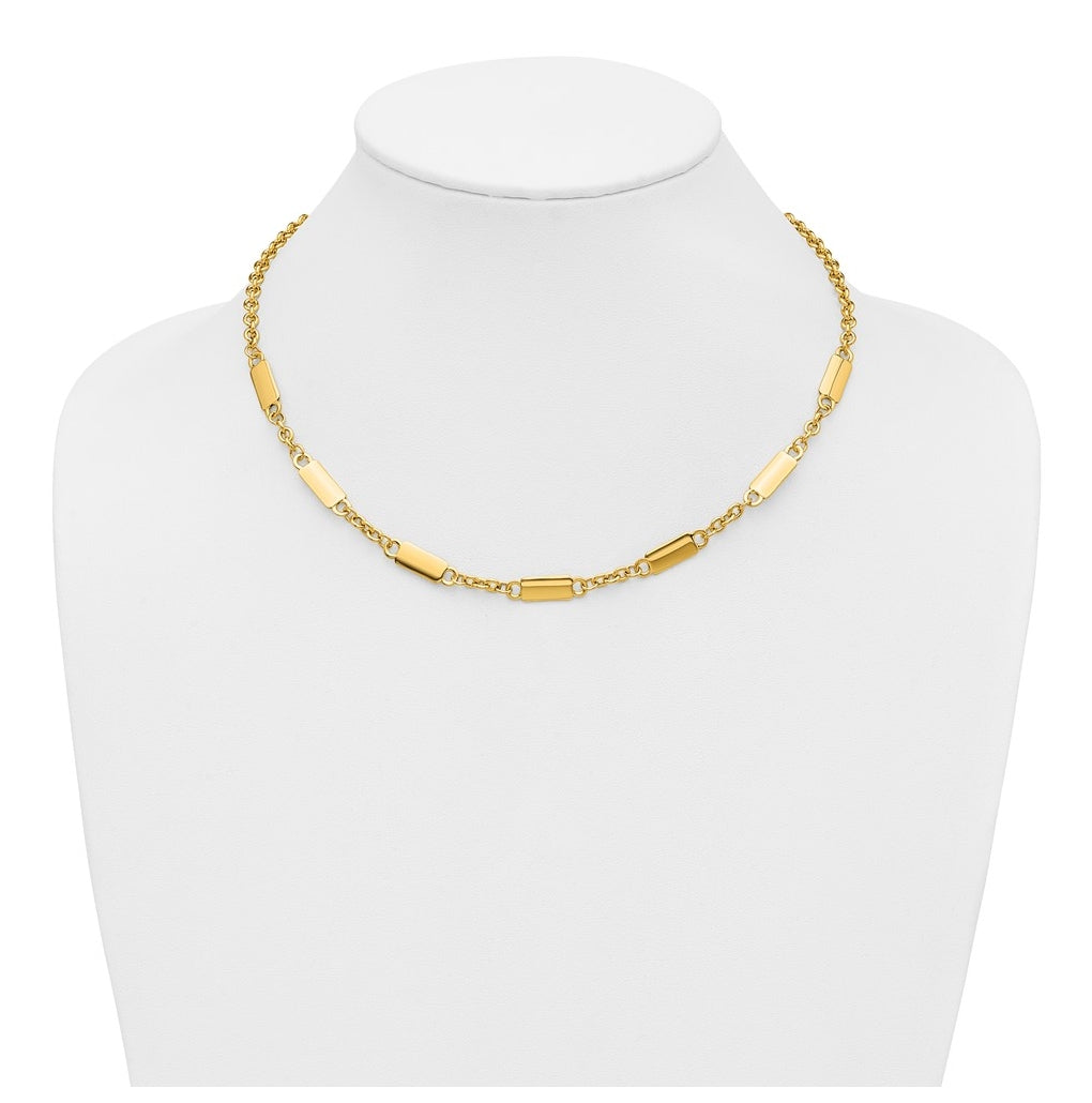 14k Yellow Gold Polished Bar Station Necklace
